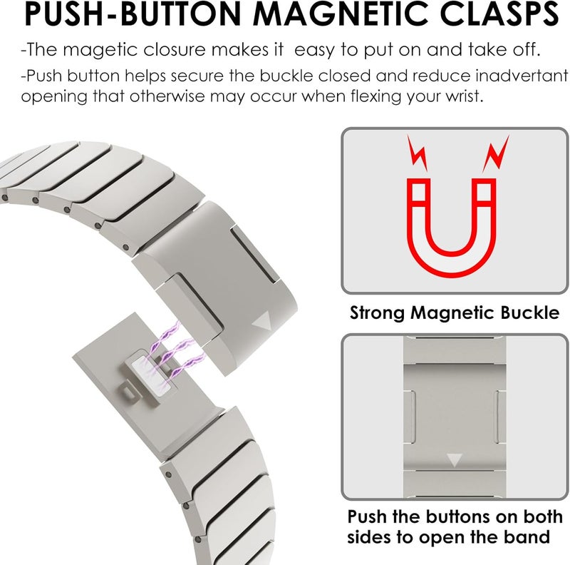 FULLIFE Compatible with Samsung Galaxy Watch 6 Classic Band 47mm Galaxy Watch 5 Pro/Galaxy Watch 6 5 4/Galaxy Watch 4 Classic Stainless Steel Metal with Magnetic Clasp No Gap Band for Men - Image 5