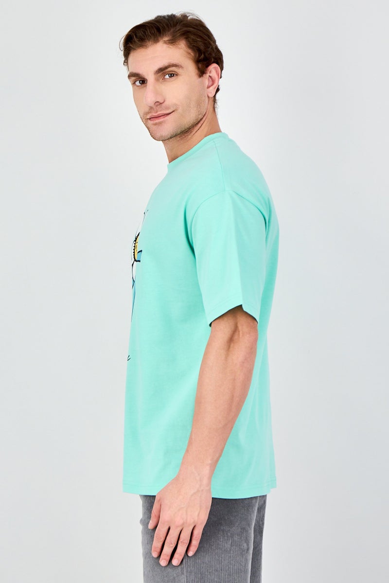 Ketch Men Crew Neck Short Sleeve Graphic Print T-Shirt, Mint Green - Image 2