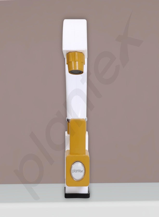بلانتكس صنبور حوض المطبخ Plantex PTMT EDS-126 ذو ذراع واحد مع شريط تفلون / صنبور حوض المطبخ ذو فوهة دوارة 360 درجة مع توفير المياه (أصفر وأبيض) - Image 4