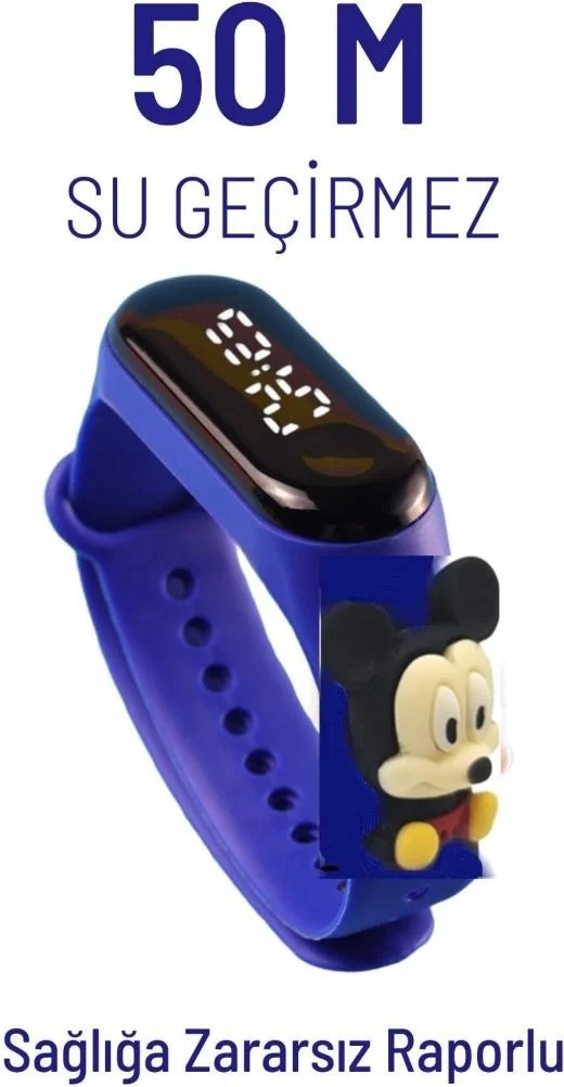 دي زي سي كوزنلر أفم Dzc Cousins ​​Avm Digital Touch LED Screen Waterproof Children's Wristwatch with Figure Silicone Cord Bracelet Character