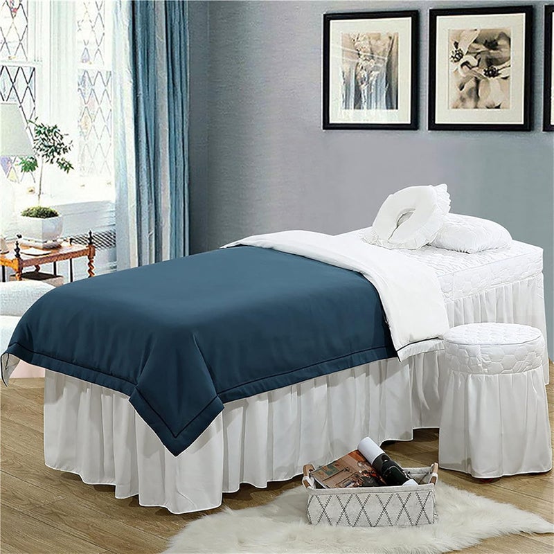 KKLT Microfiber Massage Table Sheet Set,Spa Salon Bed Cover Soft Solid Color Beauty Bedspreads for Massage Tables-D 190x70cm(75x28inch) - Image 1