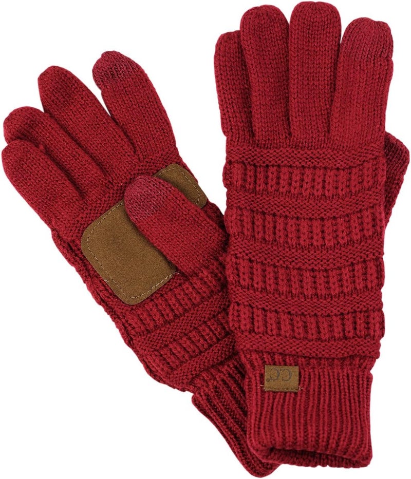 Cc Unisex Cable Knit Winter Warm Anti-Slip Touchscreen Texting Gloves - Image 1