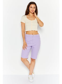 Gloria Vanderbilt Women Solid Denim Shorts, Lavender  - Image 2