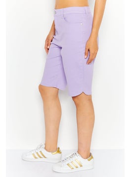 Gloria Vanderbilt Women Solid Denim Shorts, Lavender  - Image 3