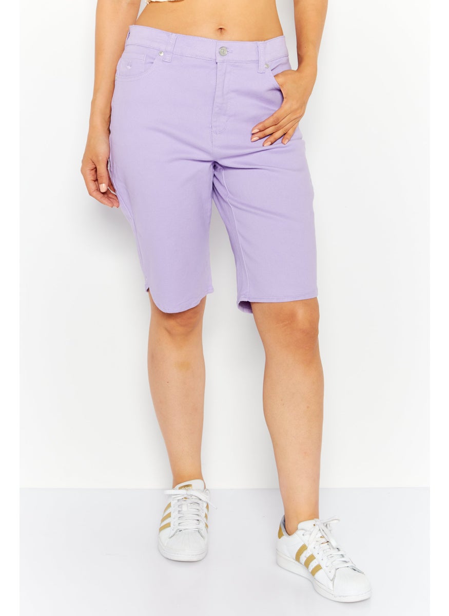 Women Solid Denim Shorts, Lavender - pzsku/Z1921AA5DFF1D642D96EAZ/45/_/1726109099/09f8a878-2ae5-414f-b384-1b87f6d87083