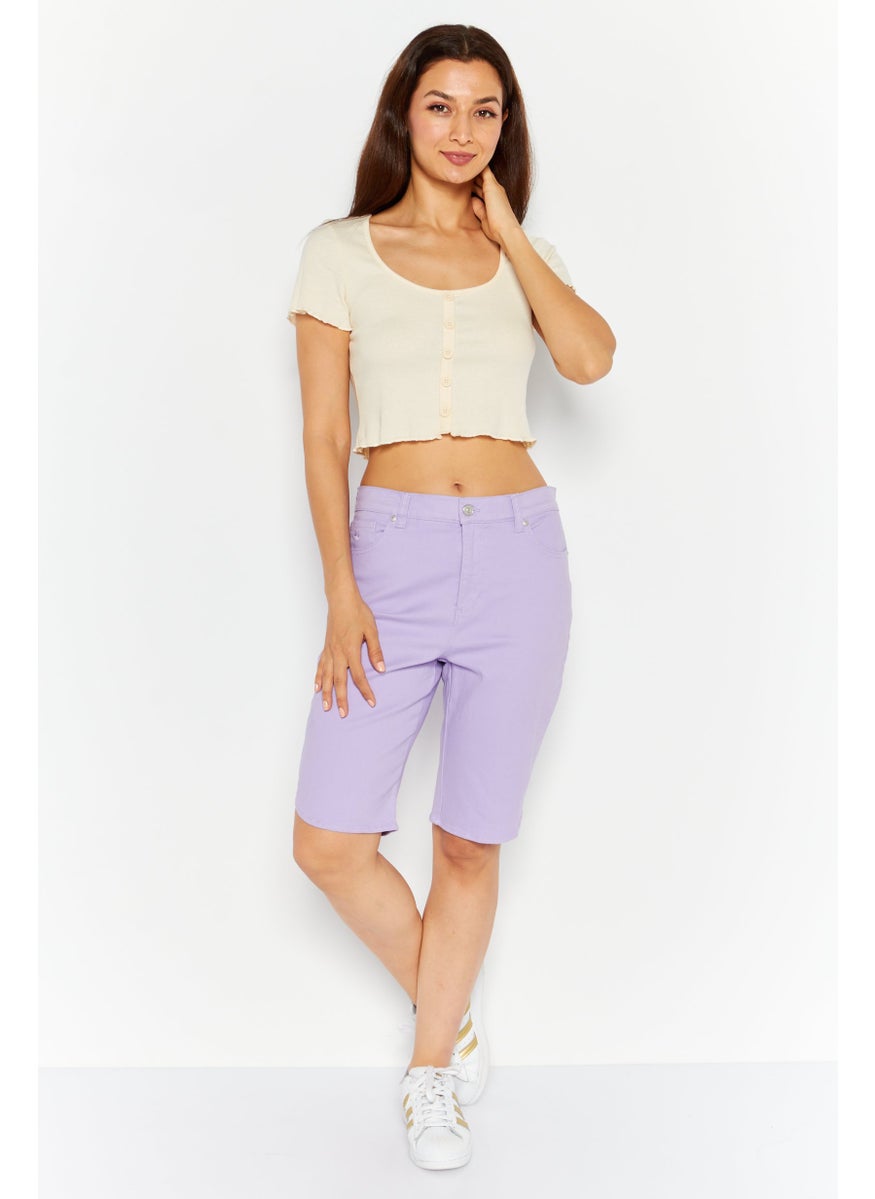 Women Solid Denim Shorts, Lavender - pzsku/Z1921AA5DFF1D642D96EAZ/45/_/1740495157/4f3812f9-fbce-4a12-a30e-a4d55361bbf3