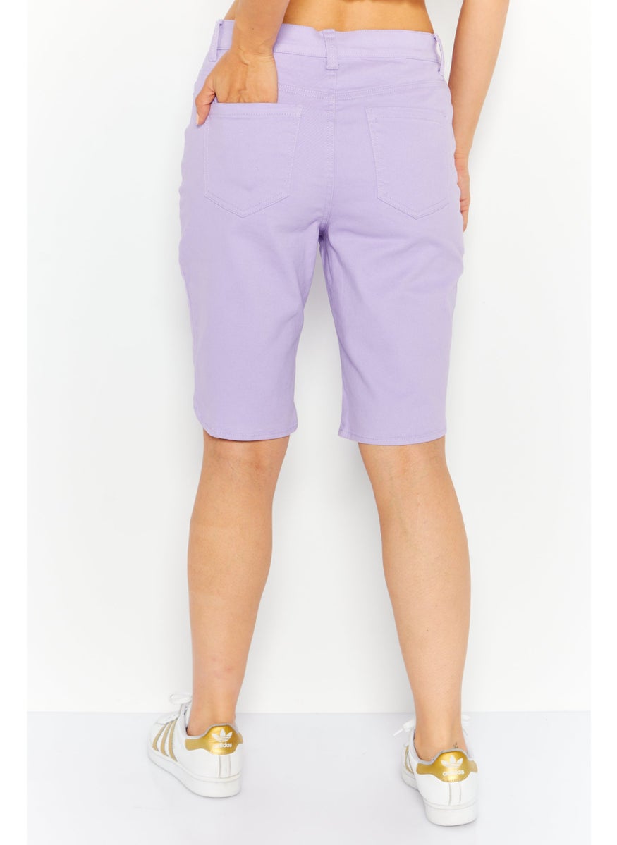 Women Solid Denim Shorts, Lavender - pzsku/Z1921AA5DFF1D642D96EAZ/45/_/1740495241/ef52d697-e4a4-4913-b0ba-6fafc5058f6a