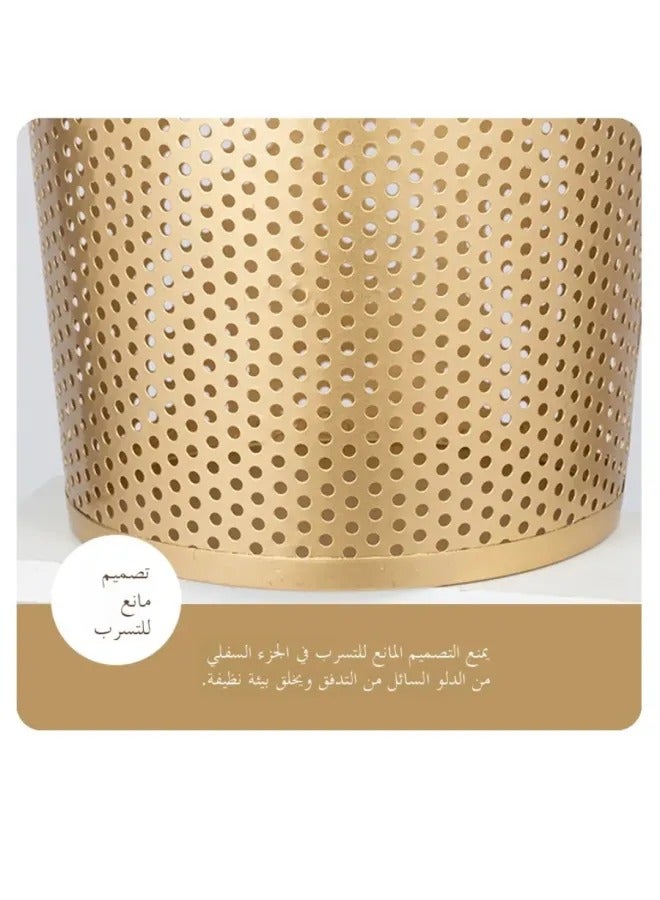 Light Luxury Hollow Metal Trash Can, Thickened Electroplated Iron Waste Bin, Open Top Decorative Waste Basket For Bedroom Office Kitchen Hotel - Image 3