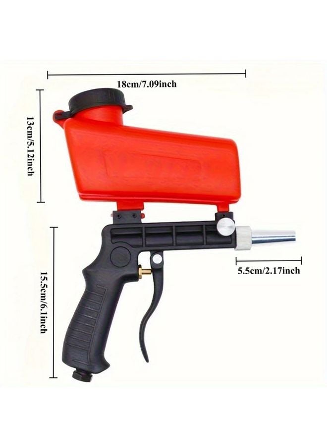 Red Air Sandblaster Gun 90psi Adjustable Nozzle Portable Gravity Feed Metal Polishing - Image 3