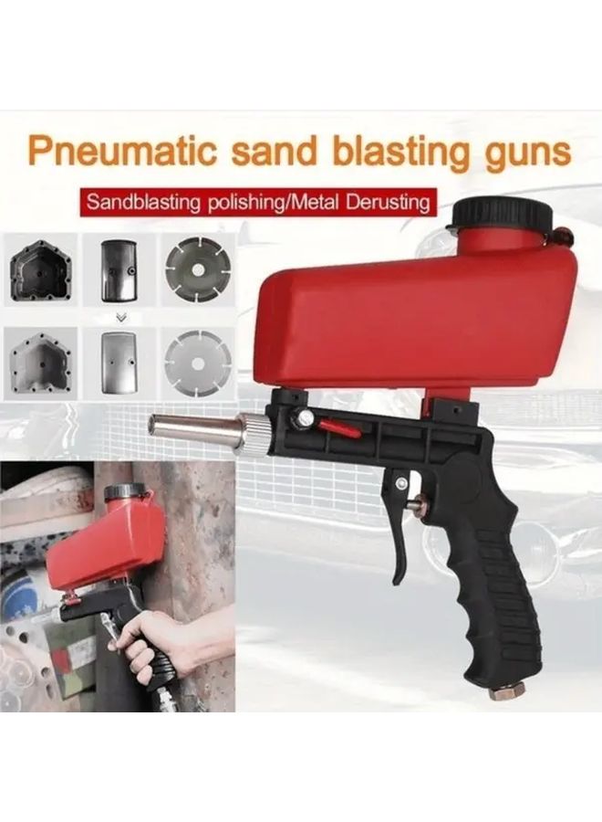 Red Air Sandblaster Gun 90psi Adjustable Nozzle Portable Gravity Feed Metal Polishing - Image 4