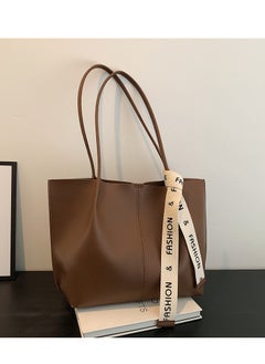 Generic Women's One-shoulder Tote Bag Leather Handbag Women's Large Capacity Bucket Bag Fashion Travel Messenger Shoulder Bag Suitable for Women Female College Students (Brown)  - Image 1