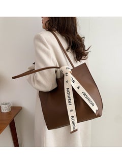 Generic Women's One-shoulder Tote Bag Leather Handbag Women's Large Capacity Bucket Bag Fashion Travel Messenger Shoulder Bag Suitable for Women Female College Students (Brown)  - Image 3