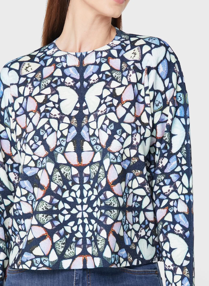 Ted Baker Round Neck Floral Printed Sweater