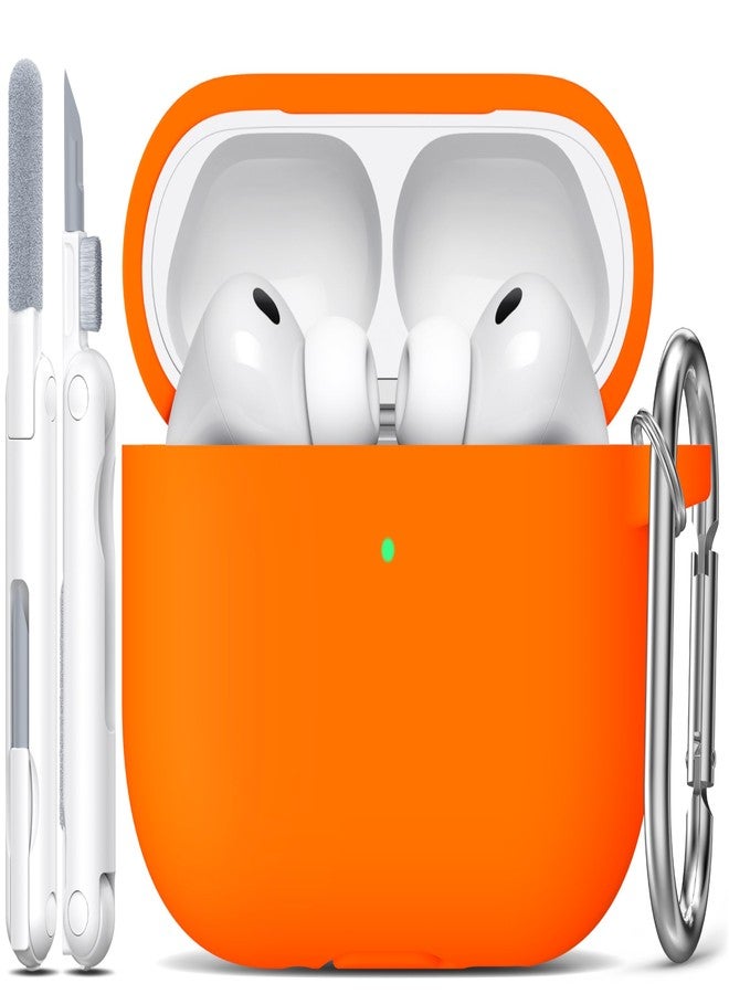 R-fun for AirPods Pro 3 Case (2025), Soft Silicone Protective Case Cover Compatible with Apple AirPods Pro 3rd Generation (USB-C Cable) for Women Men with Cleaning Kit and Keychain, Orange - Image 1