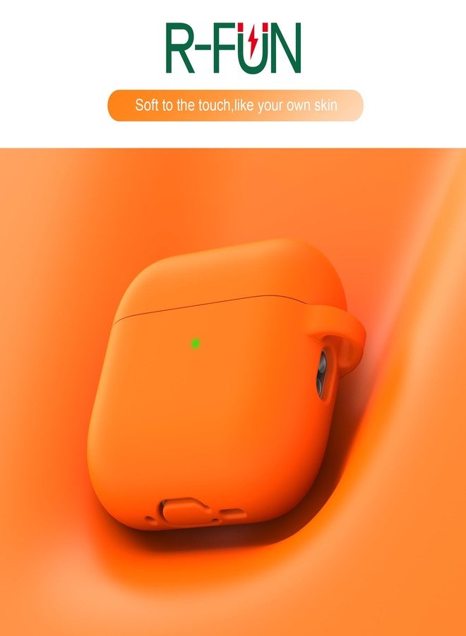R-fun for AirPods Pro 3 Case (2025), Soft Silicone Protective Case Cover Compatible with Apple AirPods Pro 3rd Generation (USB-C Cable) for Women Men with Cleaning Kit and Keychain, Orange - Image 3