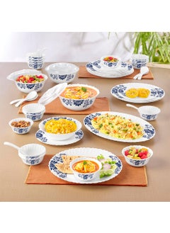 LARAH BY BOROSIL Larah by Borosil Leona Silk Series Opalware Dinner Set | 47 Pieces for Family of 8 | Microwave & Dishwasher Safe | Bone-Ash Free | Crockery Set for Dining & Gifting | Plates & Bowls | White  - Image 1