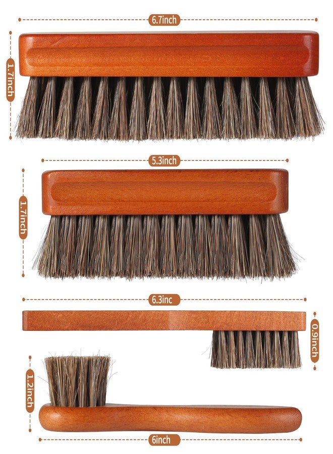 YEHFHSU 4 Pcs Shoe Brush, Boot Brush, Horse Hair Brush for Leather, Shoe Polish Brush, Professional Leather Shoe Care Brushes - Image 2