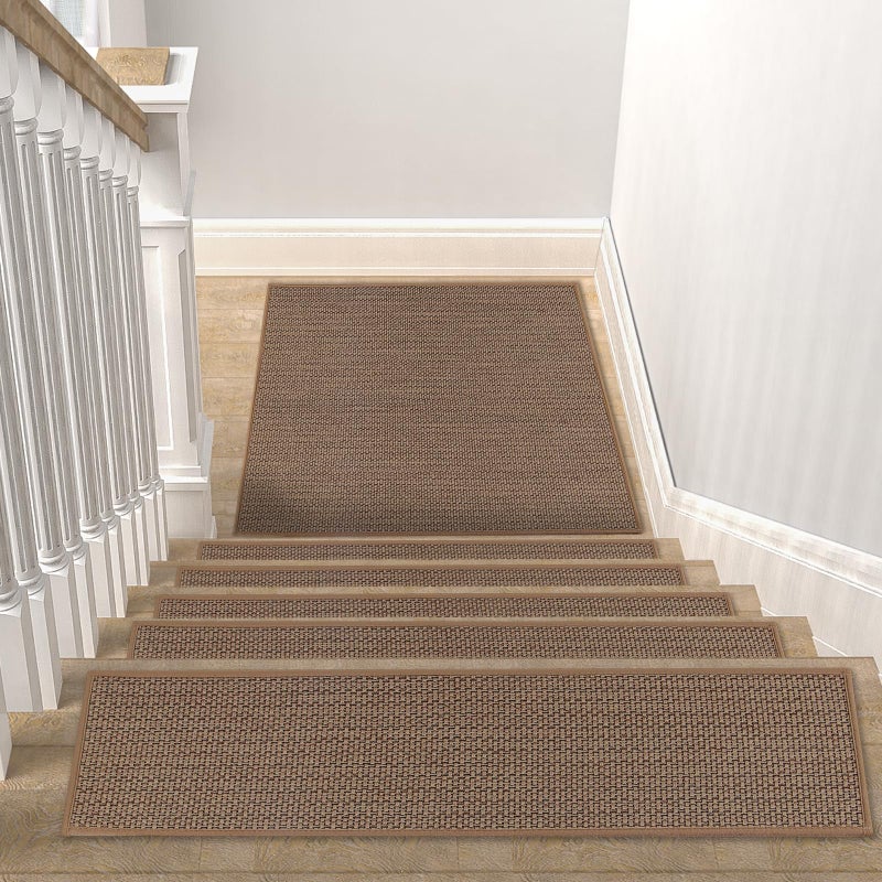 FlowaFoli Stair Treads Matching-Mat for Wooden Steps, Non Slip Stair Landing Mat with Self-Adhesive Stair Treads for Kids Elders and Pets(1Pcs, Brown, 31" * 31") - Image 2