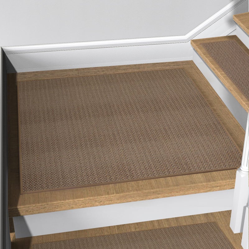 FlowaFoli Stair Treads Matching-Mat for Wooden Steps, Non Slip Stair Landing Mat with Self-Adhesive Stair Treads for Kids Elders and Pets(1Pcs, Brown, 31" * 31") - Image 1