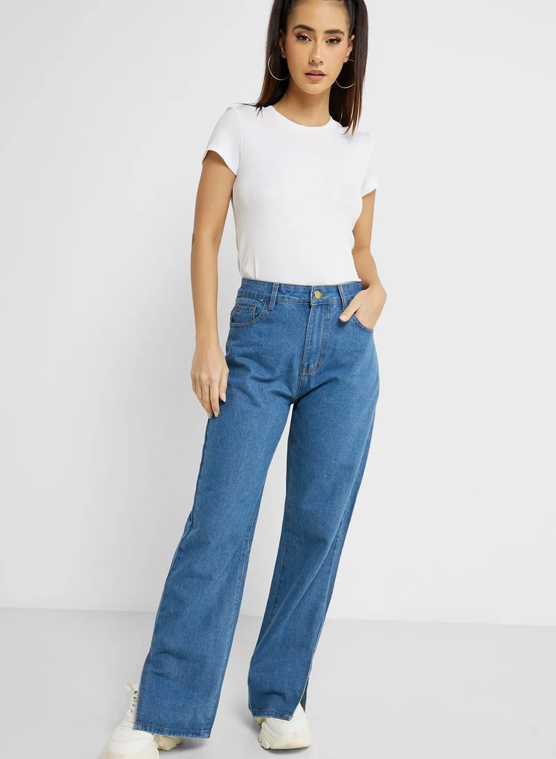Ginger High Waist Slit Hem Jeans