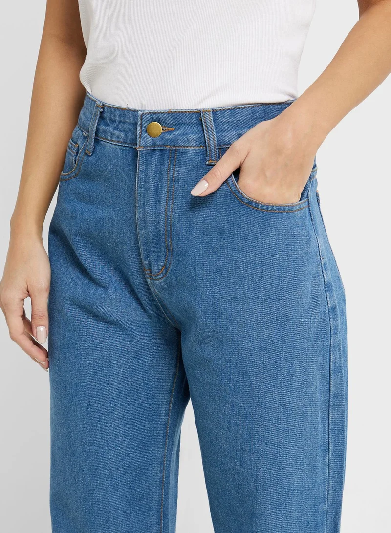 Ginger High Waist Slit Hem Jeans