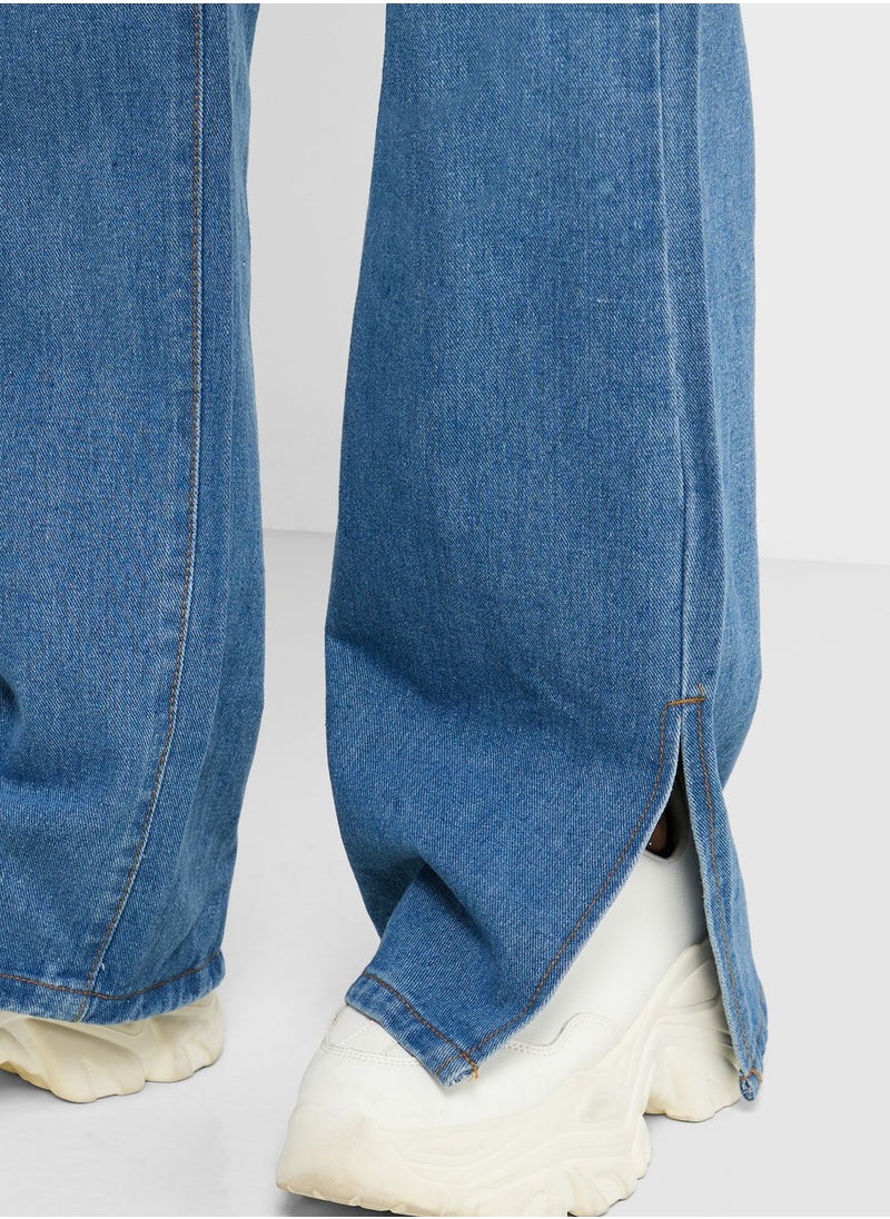 Ginger - High Waist Slit Hem Jeans - Image 1