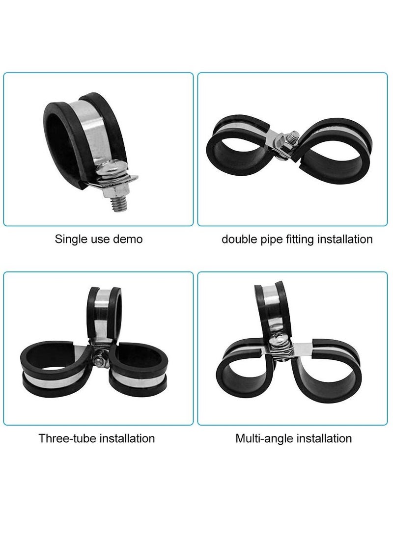 SYOSI SYOSI 20 Pcs Rubber Lined P Clips, 10mm Cable Clamp 2/5 Inch Stainless Steel Cable Clamp Hose Pipe Clamps Metal Wire Cable Clamp Kit for Ship Electrical Automotive Hose Cable  - Image 5