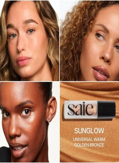Saie Mini Glowy Super Gel - Sunglow - warm golden bronze , Lightweight Fresh Highlighter 15ml  - Image 3