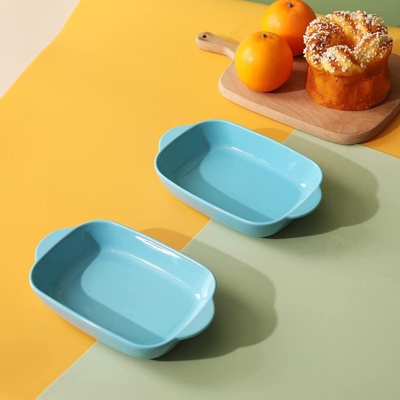 Trifecta Ceramics baking dish Matte-colored rectangular casserole dish with Handle for Oven Ceramic Baking Pan Lasagna Casserole Pan Individual Bakeware 9x5 inch (Blue Pack - 1) - Image 2