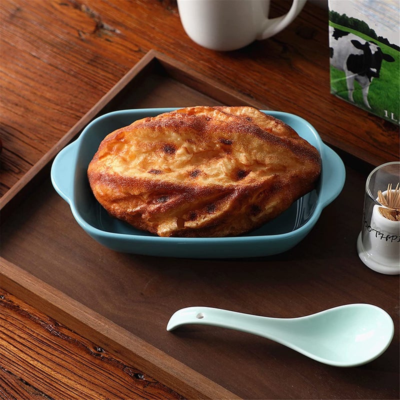 Trifecta Ceramics baking dish Matte-colored rectangular casserole dish with Handle for Oven Ceramic Baking Pan Lasagna Casserole Pan Individual Bakeware 9x5 inch (Blue Pack - 1) - Image 3