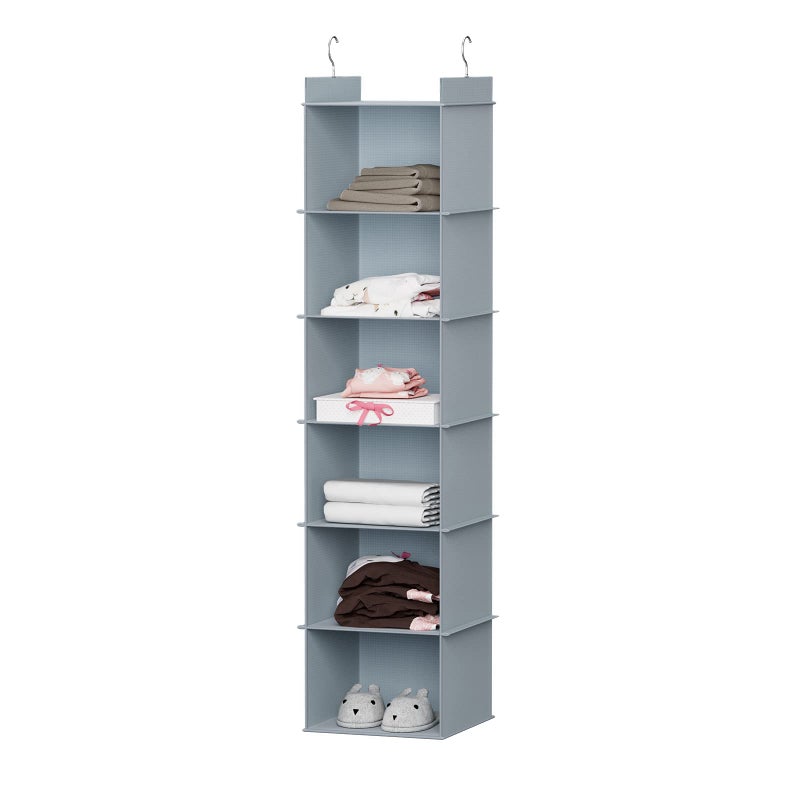 YOUDENOVA Hanging Closet Organizer 6Shelf Closet Hanging Shelves Grey