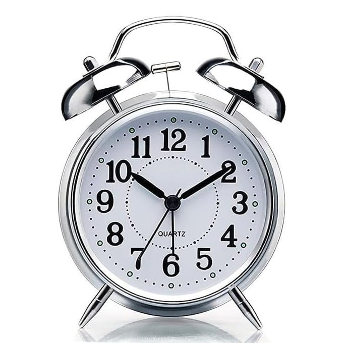 TABLE CLOCK TWIN BELL METAL FRAME ALARM CLOCK