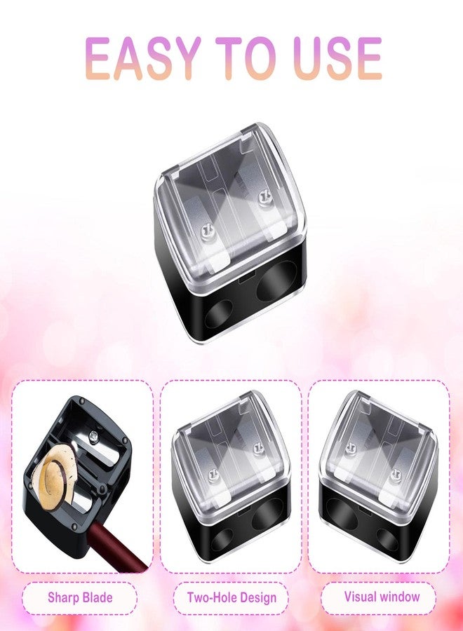 CUTEABC Makeup Pencil Sharpener, 4 Pack Dual Hole Cosmetic Pencil Sharpener for Lip Liner Eyeliner and Brow Pencils, Cosmetic Manual Tools for Women and Makeup Artists,Stainless Steel Blades and Plastic Cover - Image 3