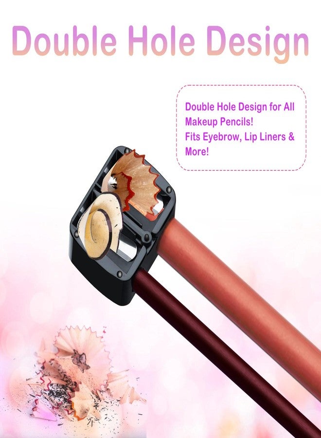 CUTEABC Makeup Pencil Sharpener, 4 Pack Dual Hole Cosmetic Pencil Sharpener for Lip Liner Eyeliner and Brow Pencils, Cosmetic Manual Tools for Women and Makeup Artists,Stainless Steel Blades and Plastic Cover - Image 4
