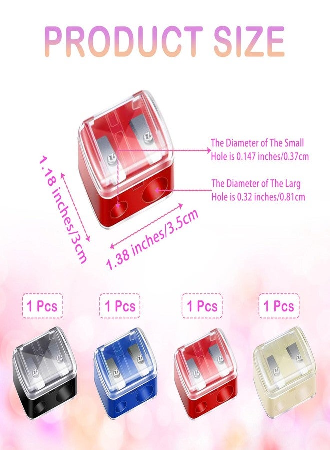 CUTEABC Makeup Pencil Sharpener, 4 Pack Dual Hole Cosmetic Pencil Sharpener for Lip Liner Eyeliner and Brow Pencils, Cosmetic Manual Tools for Women and Makeup Artists,Stainless Steel Blades and Plastic Cover - Image 2