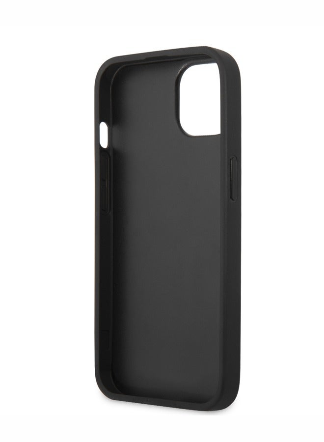 GUESS iPhone 13 Case PU Leather Cover Saffiano With Metal Logo Hot Stamp Stripes For iPhone 13 (6.1") - Black - Image 5