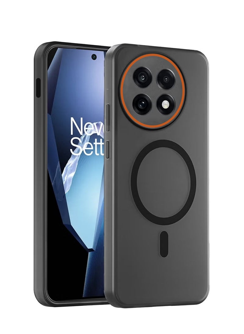 Wtech OnePlus 13R 5G 2025 Hybrid Translucent Magsafe with Magnetic Charging Raised Camera Lips Elegant Look Case Cover (MCMPMN) - Black