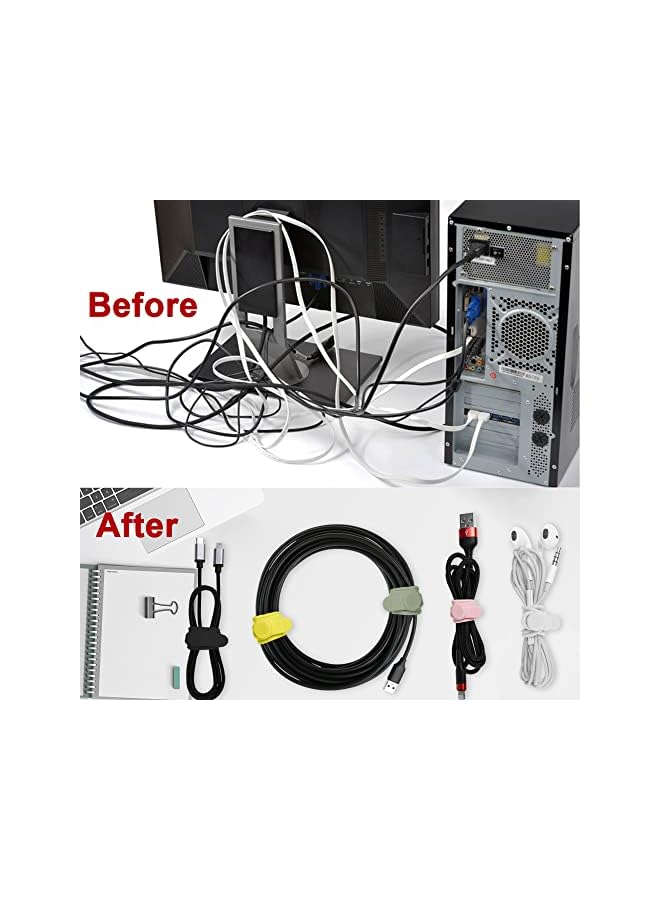 promass 20PCS Silicone Cable Straps Cord Organizers for Earphone, Reusable Cable Wire Ties for Charger - Image 4