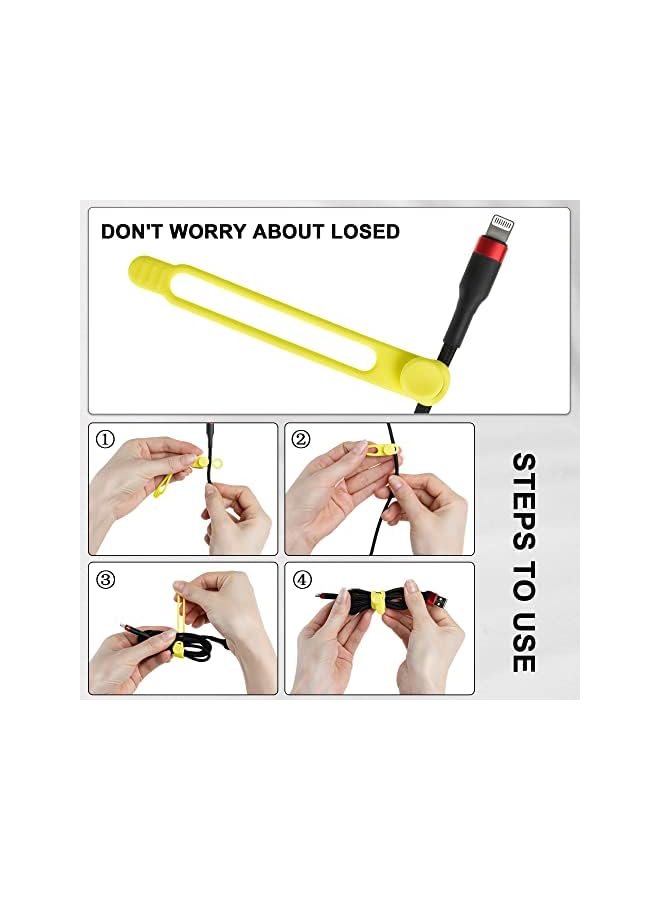 promass 20PCS Silicone Cable Straps Cord Organizers for Earphone, Reusable Cable Wire Ties for Charger - Image 3