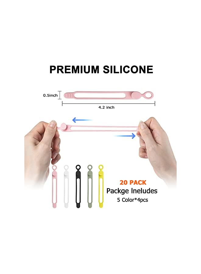 promass 20PCS Silicone Cable Straps Cord Organizers for Earphone, Reusable Cable Wire Ties for Charger - Image 2