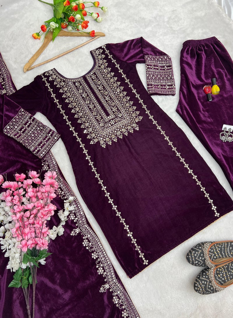 Designer party wear look Purple Top-Dupatta and fully stitched bottom - Image 4