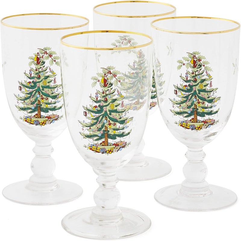 Spode CHRISTMAS TREE S4 PED GOBLET 960  - Image 1