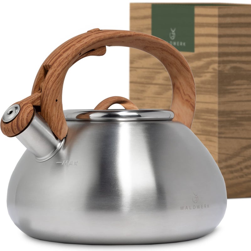 WALDWERK Tea Kettle Stovetop 24 Quart  Teapot for Stovetop  also for Induction and Gas Stoves  Stainless Steel Tea Kettle  Whistling Tea Kettle for Stove Top