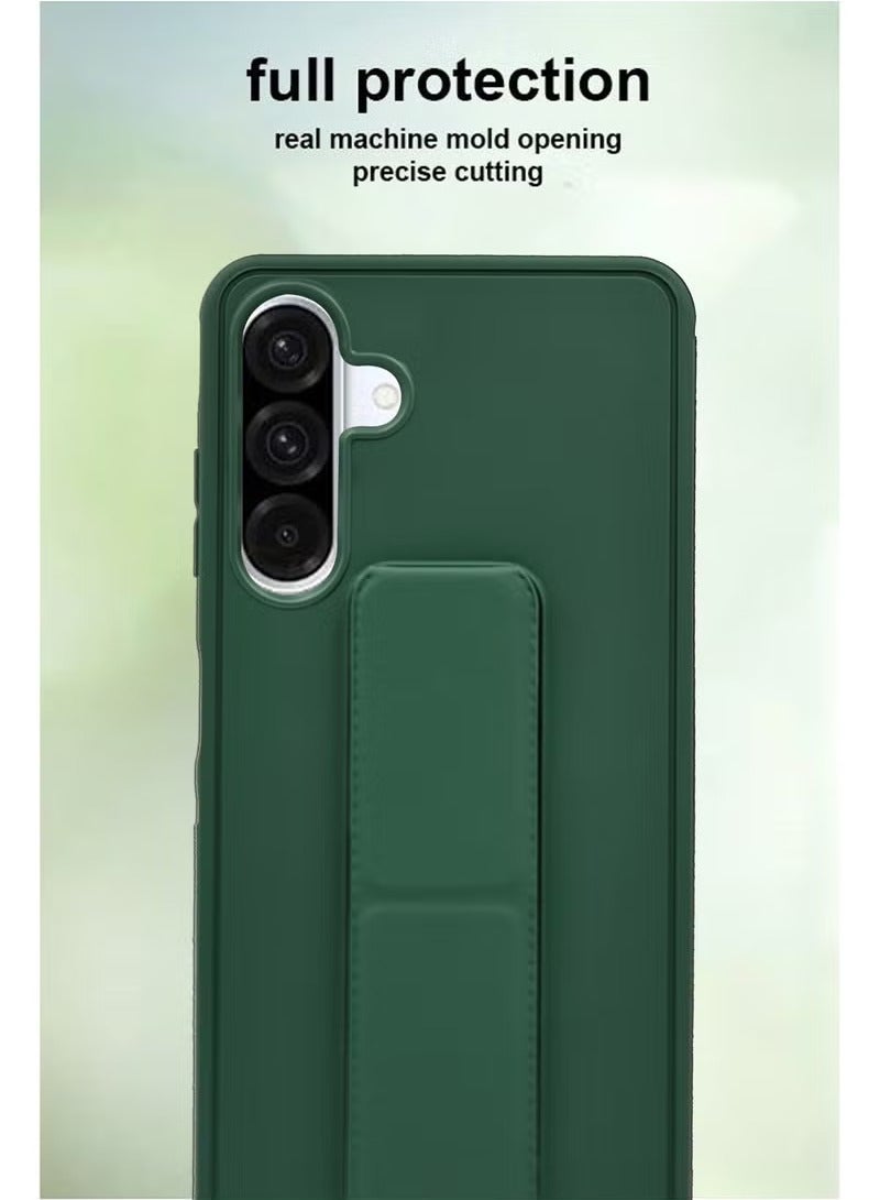 3-in-1 Magnetic Wrist Strap Hand Grip Stand Back Case Cover With Foldable Kickstand & Finger Strap for Samsung Galaxy A26- Green - Image 3