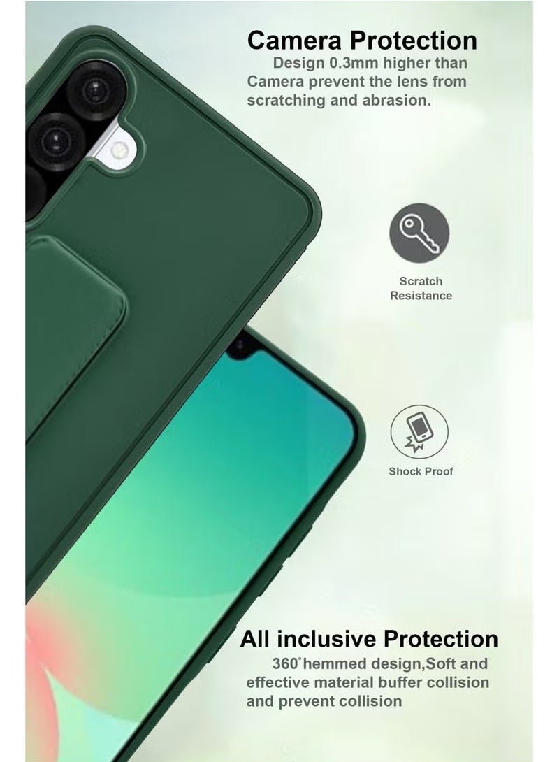 3-in-1 Magnetic Wrist Strap Hand Grip Stand Back Case Cover With Foldable Kickstand & Finger Strap for Samsung Galaxy A26- Green - Image 2