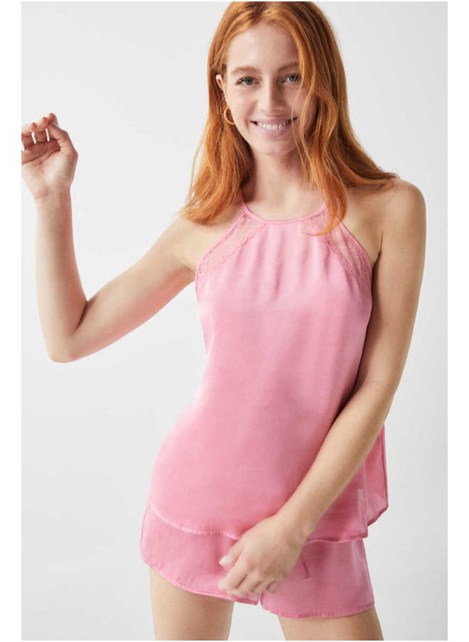 women'secret - Short Satin Lace Pajamas - Image 1