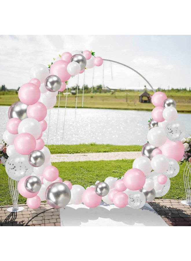 اوريهير طقم قوس بالون وردي وفضي 120 قطعة من بالونات اللاتكس باللون الأبيض الوردي الفاتح والفضي الفاتح لعيد الميلاد وأعياد الميلاد وحفلات الزفاف وحفلات الخطوبة - Image 5