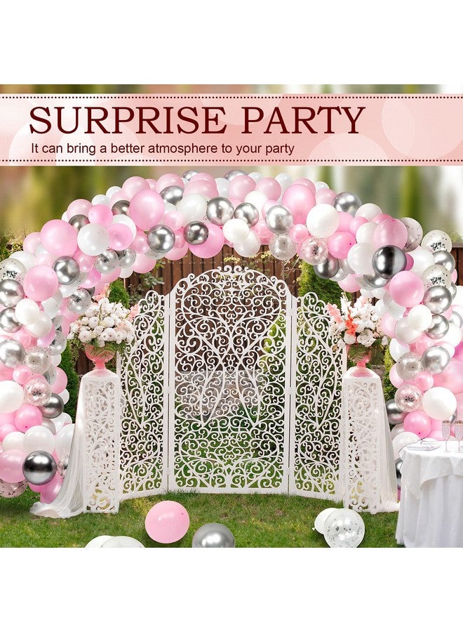 اوريهير طقم قوس بالون وردي وفضي 120 قطعة من بالونات اللاتكس باللون الأبيض الوردي الفاتح والفضي الفاتح لعيد الميلاد وأعياد الميلاد وحفلات الزفاف وحفلات الخطوبة - Image 4
