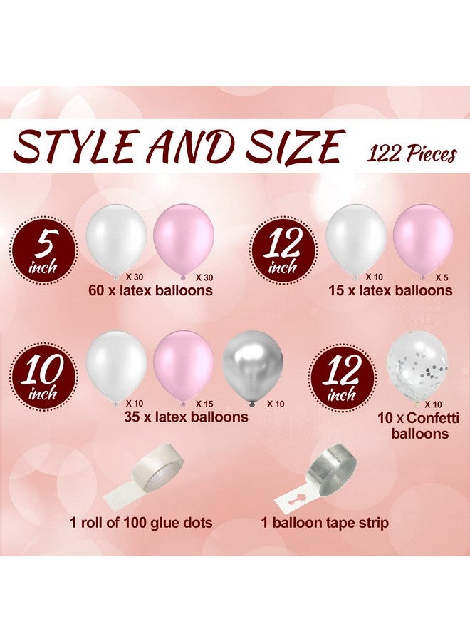 اوريهير طقم قوس بالون وردي وفضي 120 قطعة من بالونات اللاتكس باللون الأبيض الوردي الفاتح والفضي الفاتح لعيد الميلاد وأعياد الميلاد وحفلات الزفاف وحفلات الخطوبة - Image 2