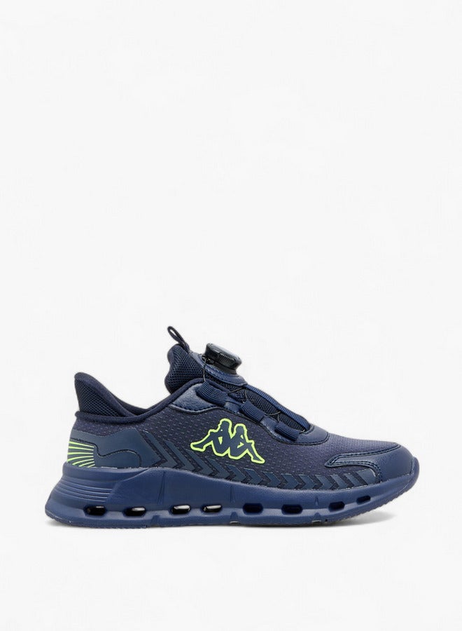 Kappa Boys' Logo Textured Sports Shoes with Rotating Buckle Closure - Image 3